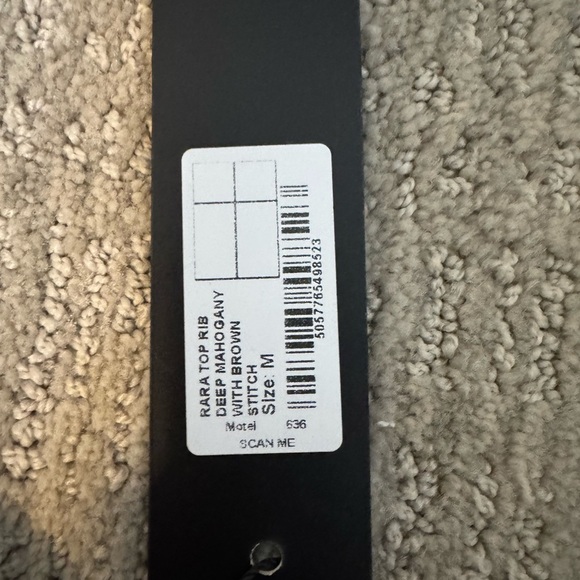 Motel Rocks Rara Crop Top In Rib Deep Mahogany With Brown Stitching - Picture 2 of 9